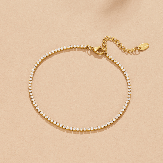 Cordelia Gold Tennis FußKettchen Alma