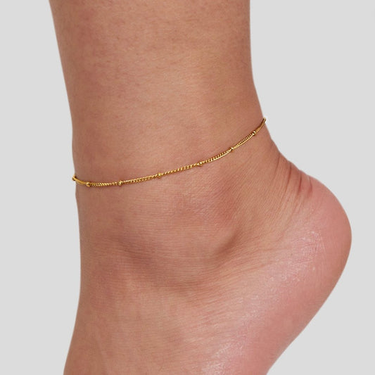 Mira Perlen Gold FußKettchen Alma
