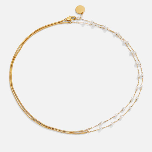 Perlen & Gold Long Ketten Halskette Alma