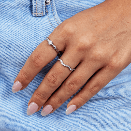 Zenya Kristall & Silber Welle Ring Alma