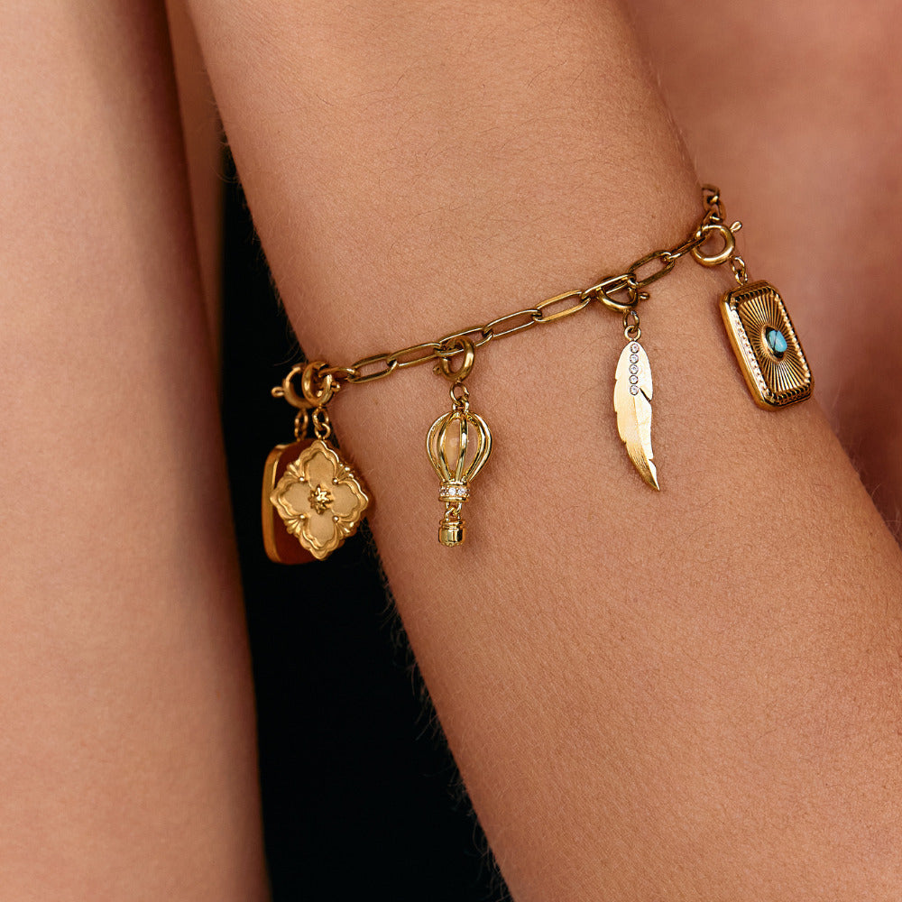 18K Gold Paperclip AnhäNger Armband Alma