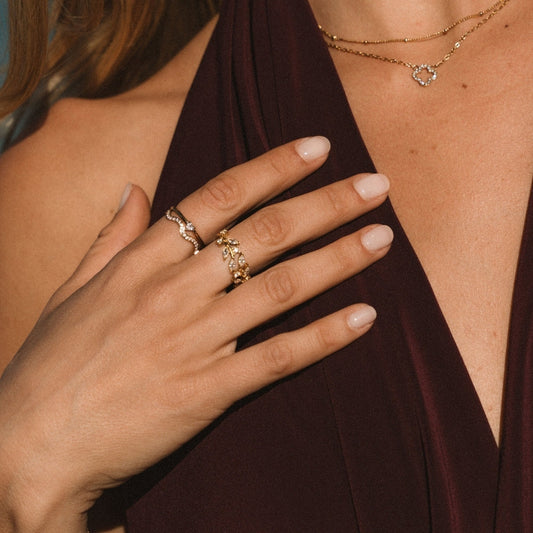 Zenya Kristall & Gold Welle Ring Alma