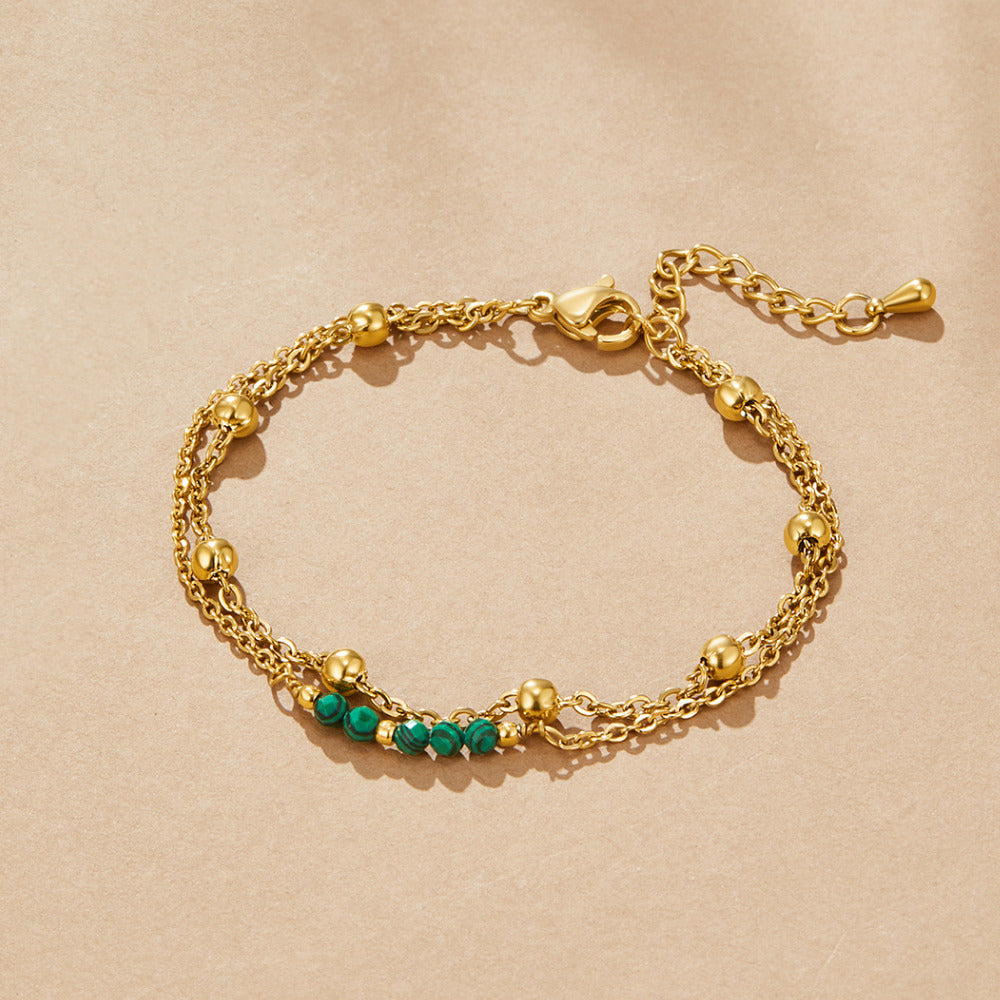 Alfa Green Malachite Perlenarmband Alma