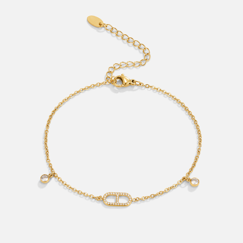 Eliza Gold Kristall FußKettchen Alma