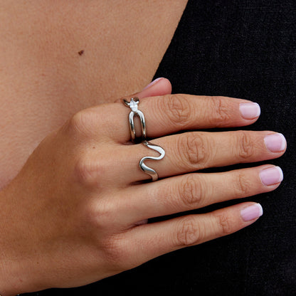 Eliza Silber Glieder Ketten Ring Alma