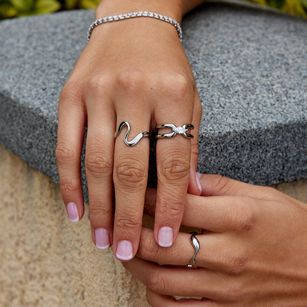Eliza Silber Glieder Ketten Ring Alma