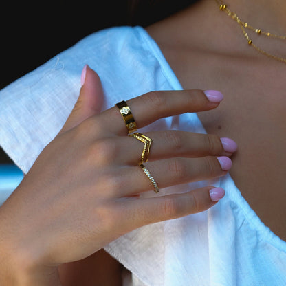 Gold Kristall Klee Band Ring Alma