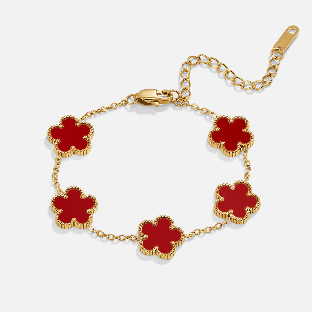 Lucky Red Klee Blatt Armband Alma