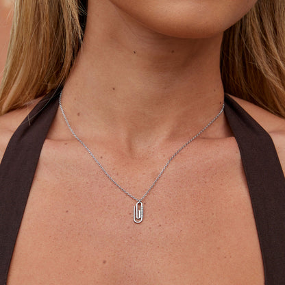 Kristall Paperclip Silber Halskette Alma