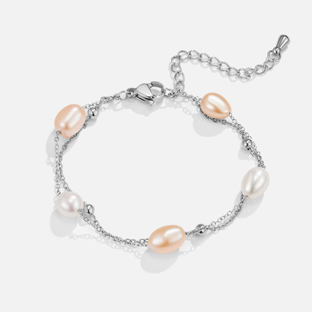 Silber SüßWasserperlen Mehrlagige Armband Alma