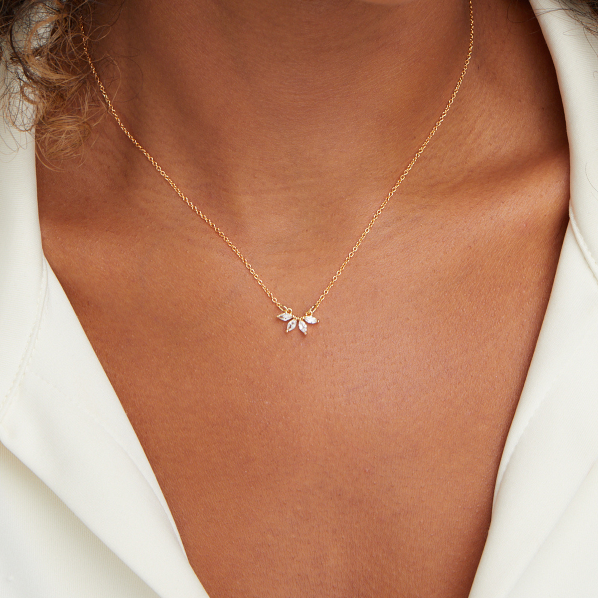 Tiffany Kristall Blatt Pendant Halskette Alma