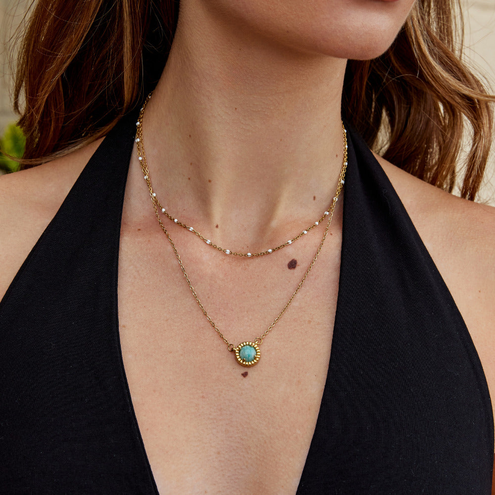 Vintage Round Amazonite Halskette Alma