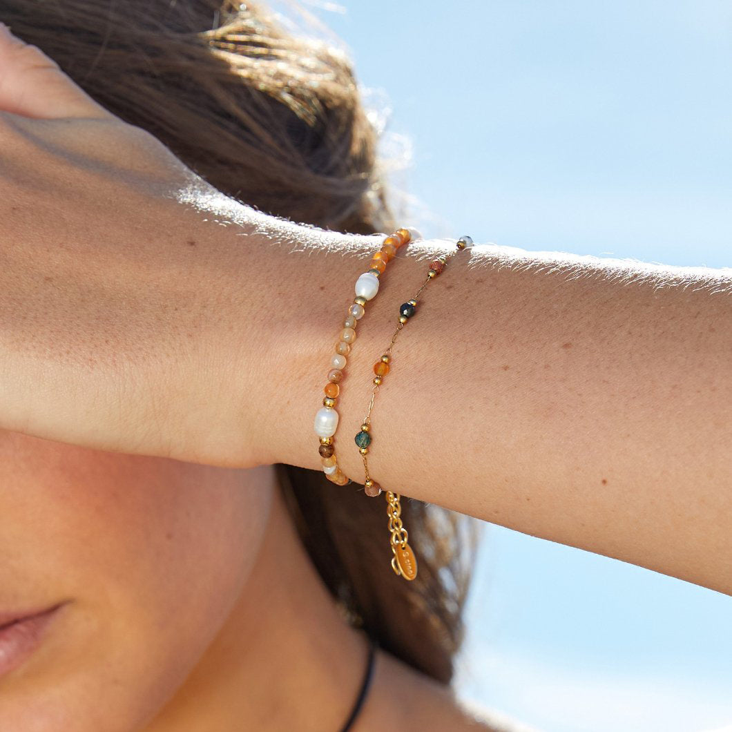 Agate & Perlen Perlenarmband Alma