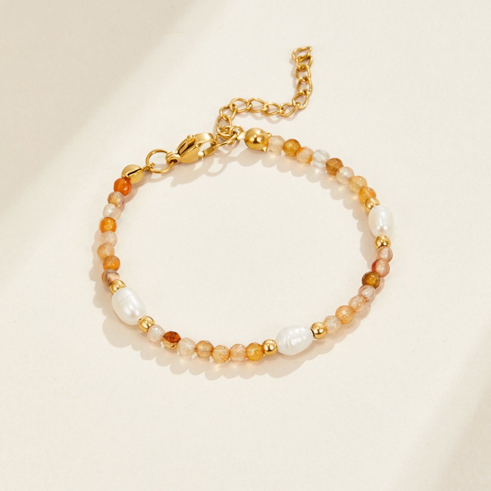 Agate & Perlen Perlenarmband Alma