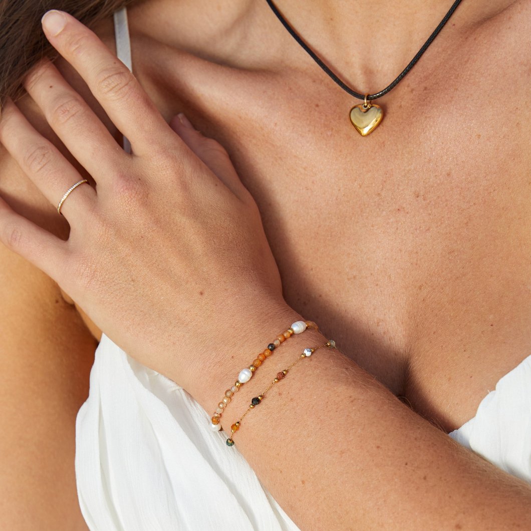 Agate & Perlen Perlenarmband Alma