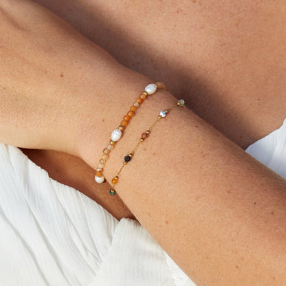 Agate & Perlen Perlenarmband Alma