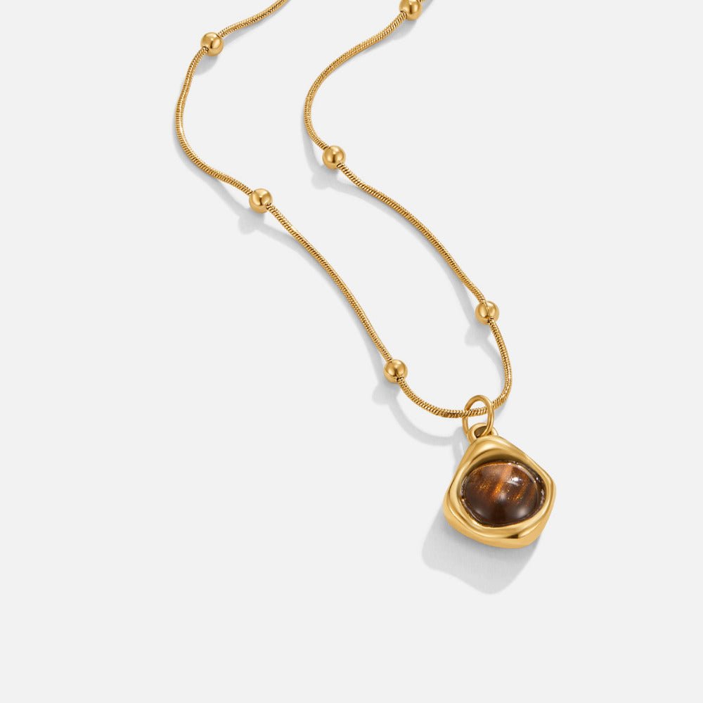 Amber Stein Pendant Halskette Alma
