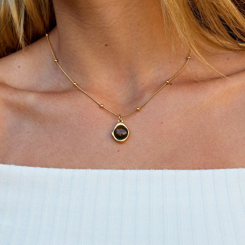 Amber Stein Pendant Halskette Alma