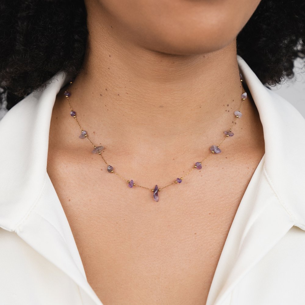 Amethyst Kristall Perlenhalskette Alma