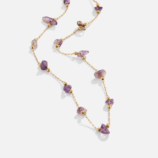 Amethyst Kristall Perlenhalskette Alma
