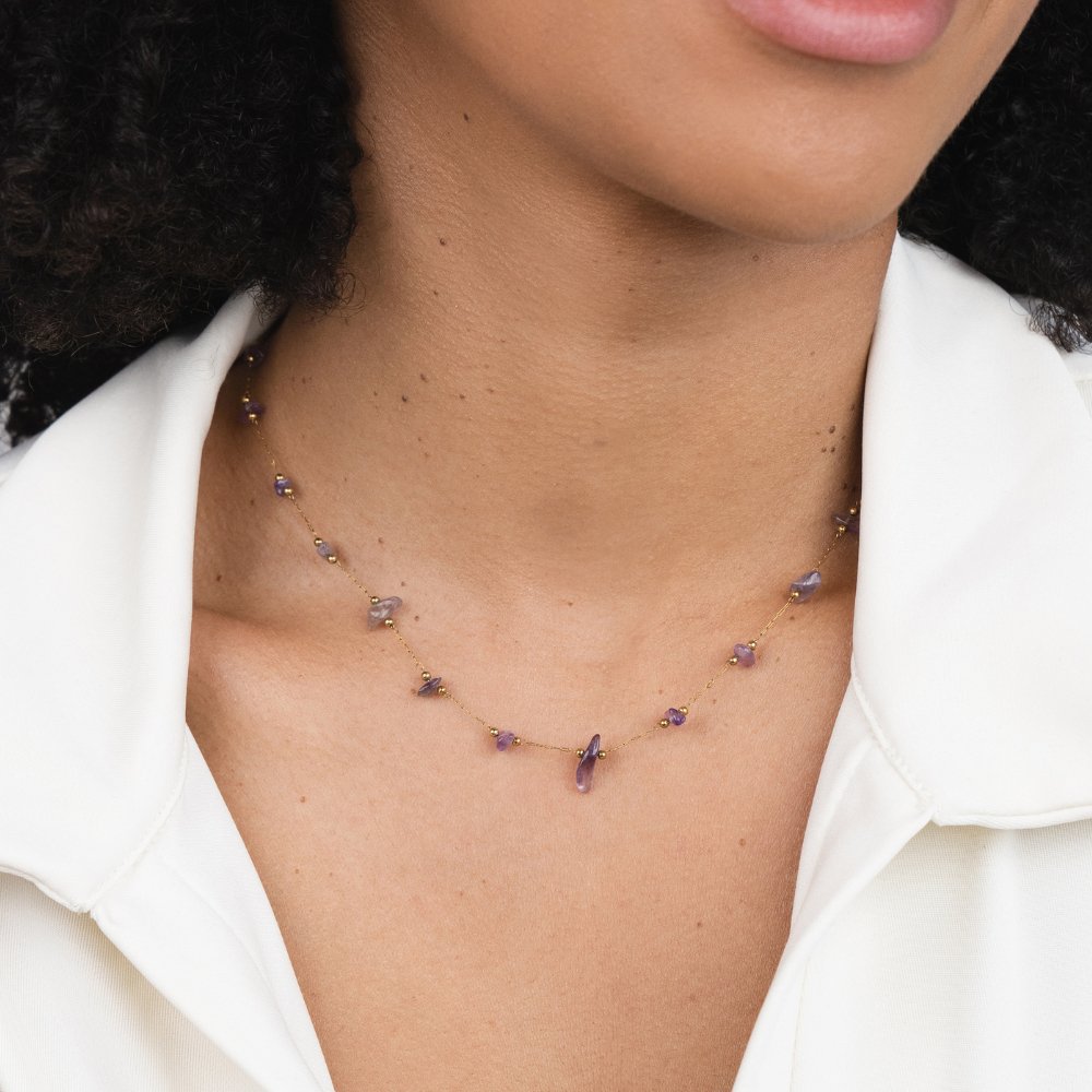 Amethyst Kristall Perlenhalskette Alma