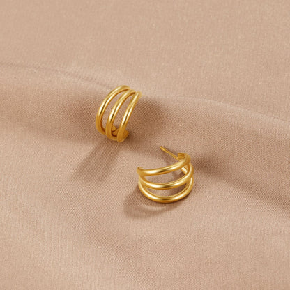 Anaya Triple Gold Creolen Ohrringe Alma