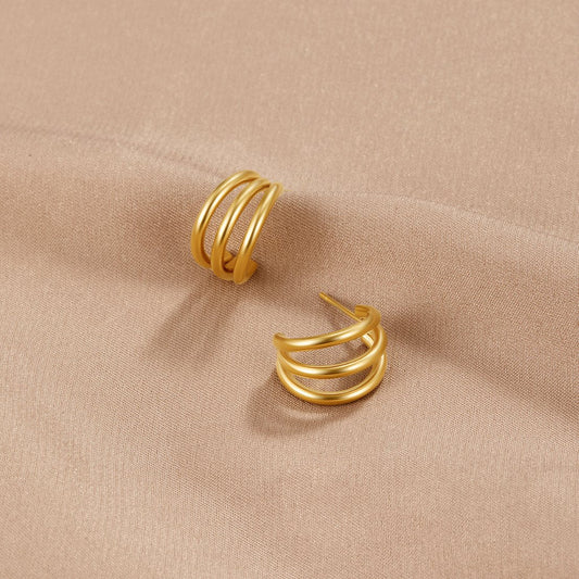 Anaya Triple Gold Creolen Ohrringe Alma