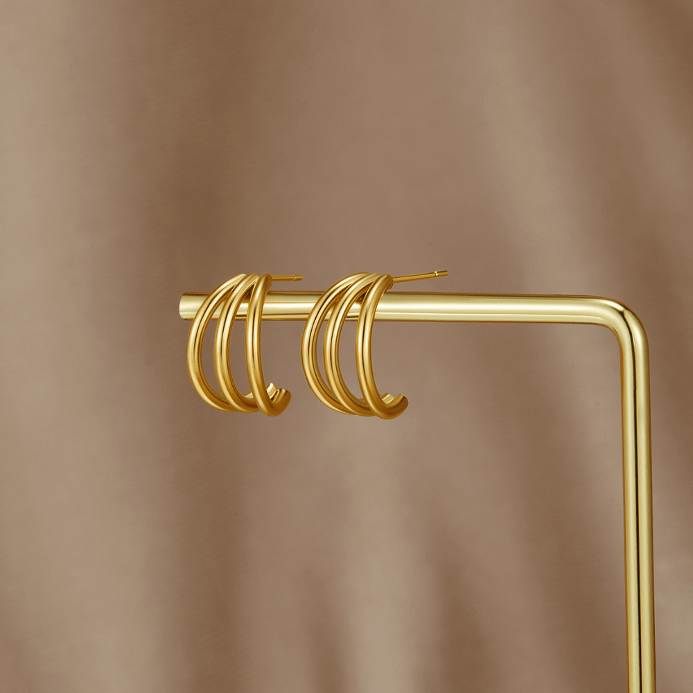 Anaya Triple Gold Creolen Ohrringe Alma