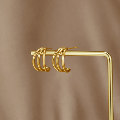 Anaya Triple Gold Creolen Ohrringe Alma
