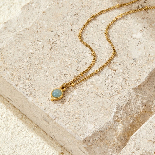 Aquamarin Goldhalskette Alma