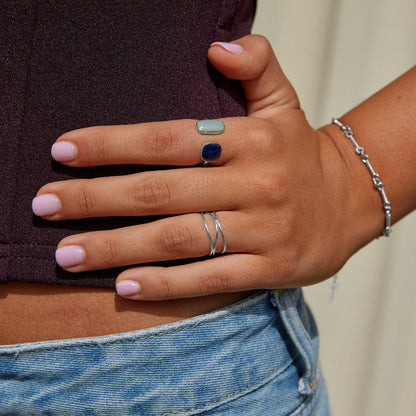 Aquamarin Wrap Silber Ring Alma