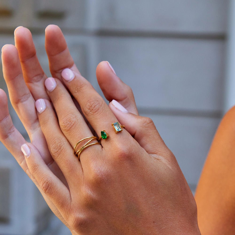 Aurora Aqua Green Kristall Ring Alma