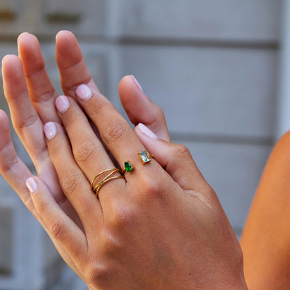 Aurora Aqua Green Kristall Ring Alma