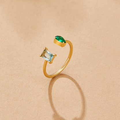Aurora Aqua Green Kristall Ring Alma