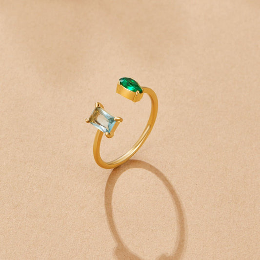 Aurora Aqua Green Kristall Ring Alma