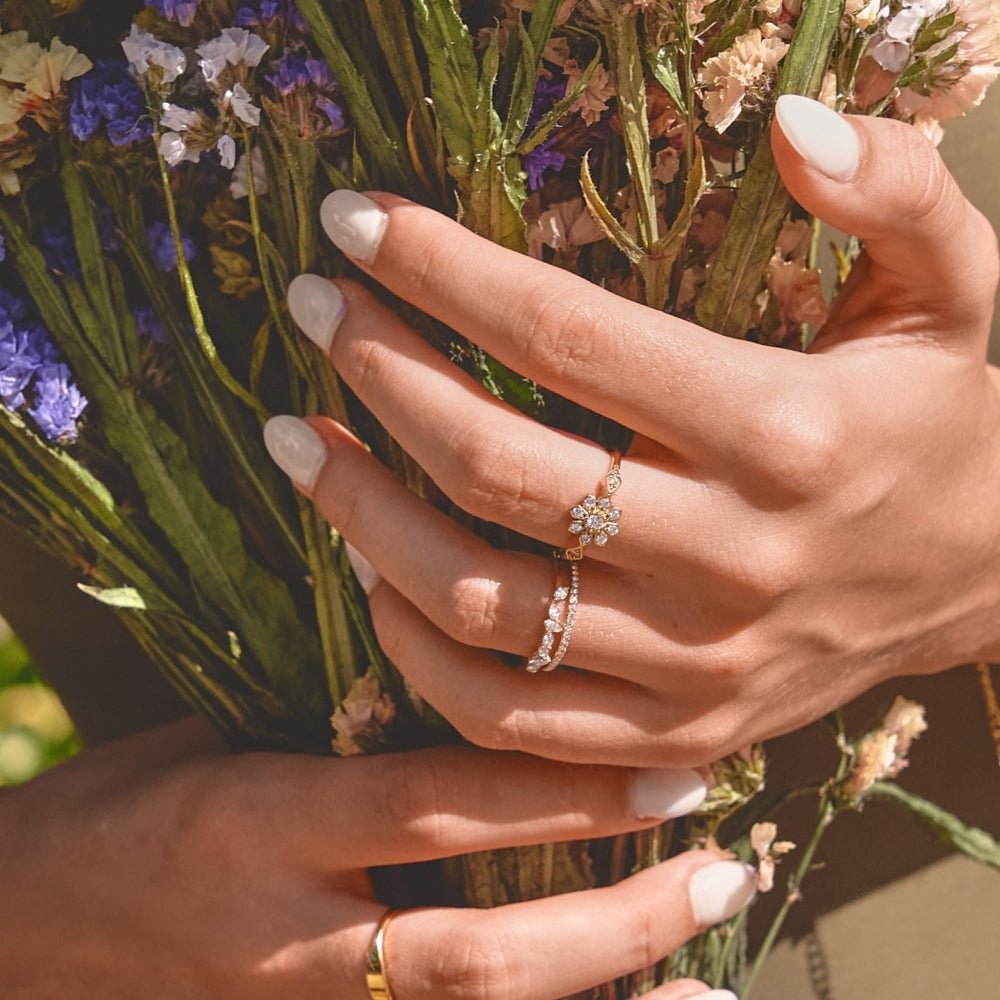 Aurora Kristall Blumen Ring Alma
