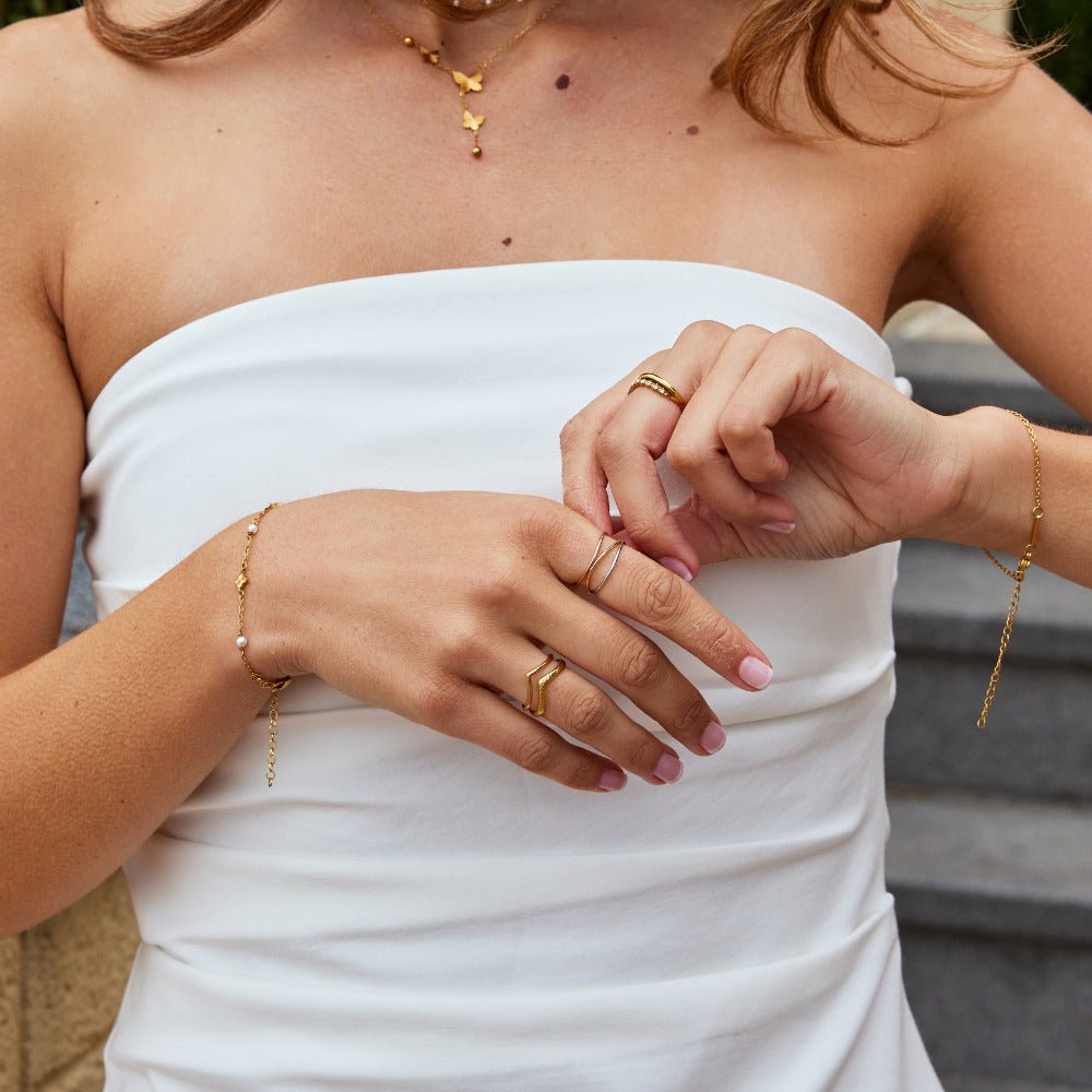 Ayla Three Toned Mehrlagige Ring Alma