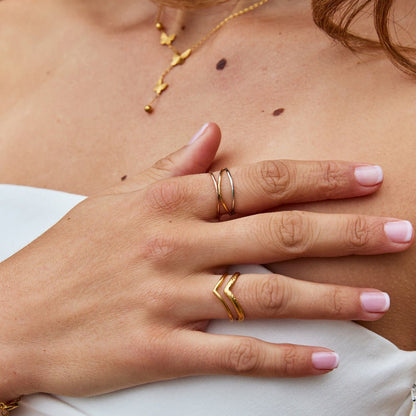 Ayla Three Toned Mehrlagige Ring Alma