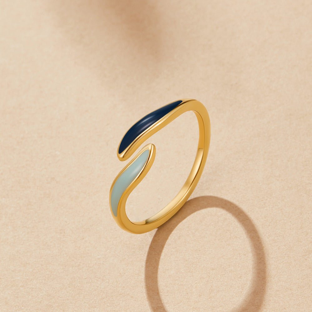 Blue Ocean Waves Wrap Ring Alma