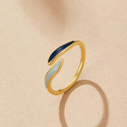 Blue Ocean Waves Wrap Ring Alma