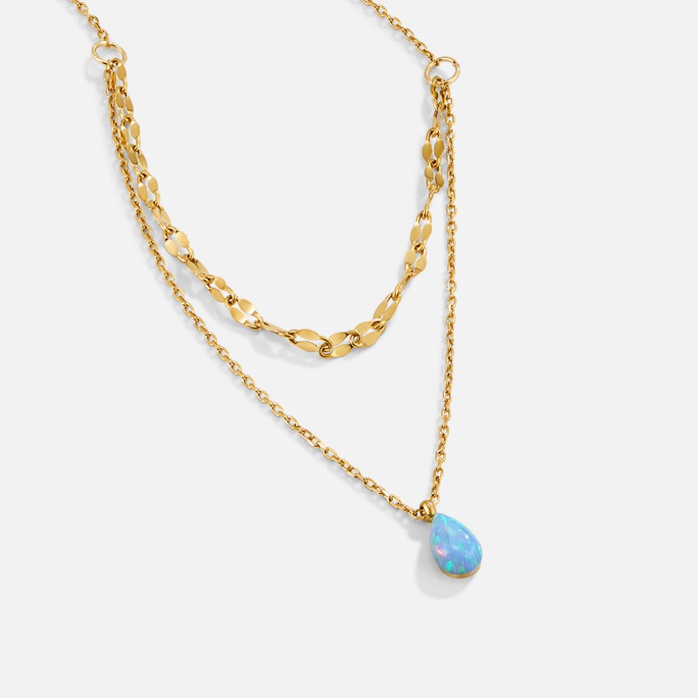 Blue Opal Teardrop Mehrlagige Halskette Alma