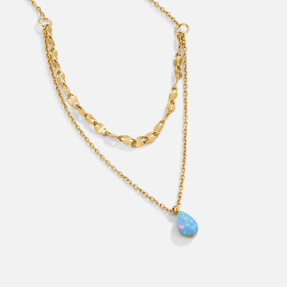 Blue Opal Teardrop Mehrlagige Halskette Alma