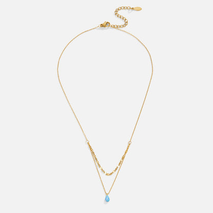 Blue Opal Teardrop Mehrlagige Halskette Alma