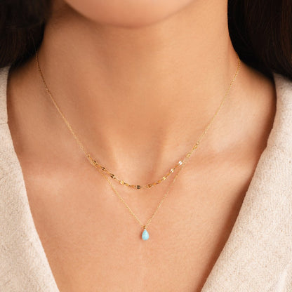 Blue Opal Teardrop Mehrlagige Halskette Alma