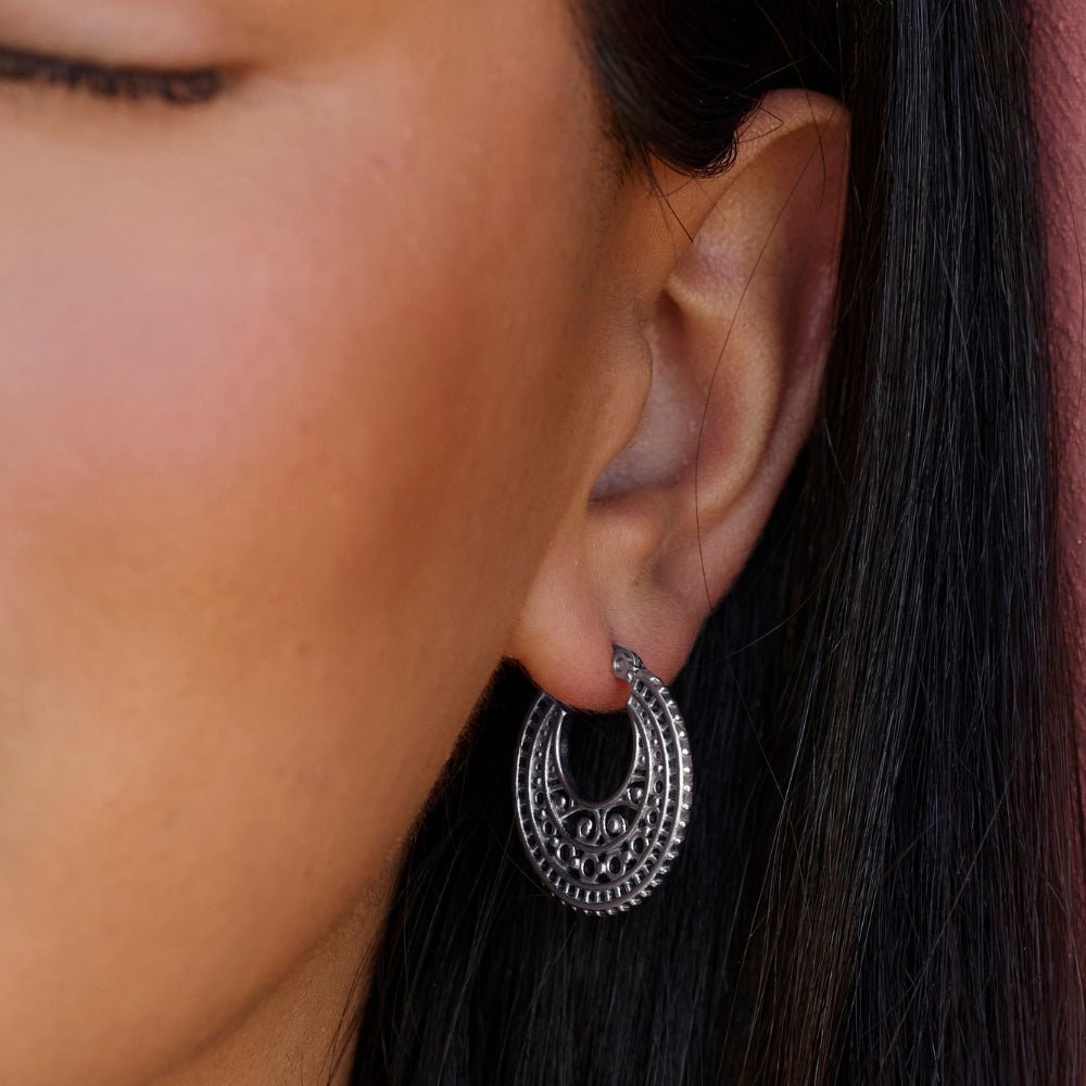 Boho Chic Silber Creolen Ohrringe Alma