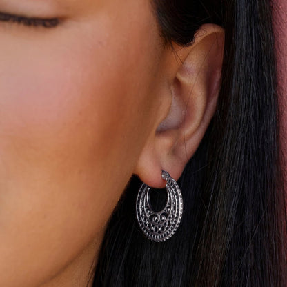 Boho Chic Silber Creolen Ohrringe Alma