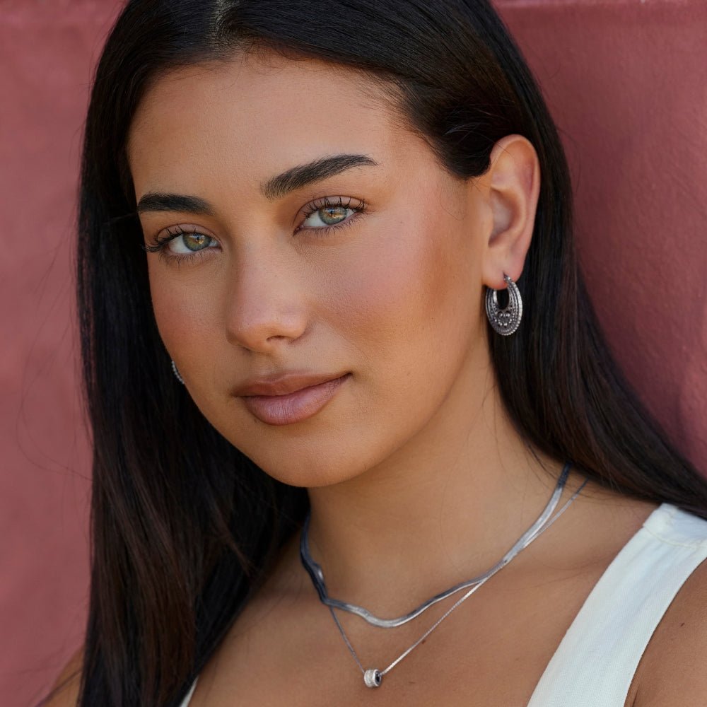 Boho Chic Silber Creolen Ohrringe Alma