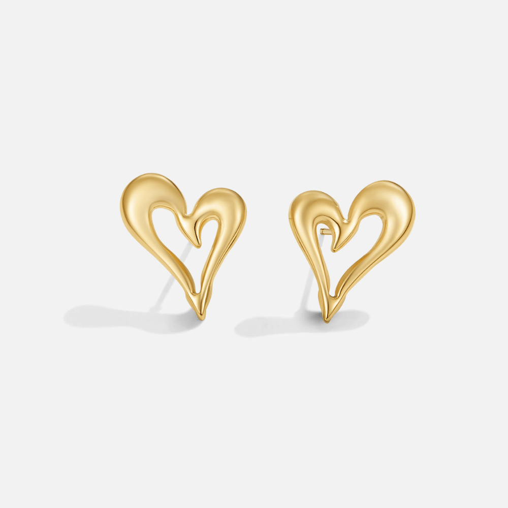 Celine Gold Herz Stecker Ohrringe Alma