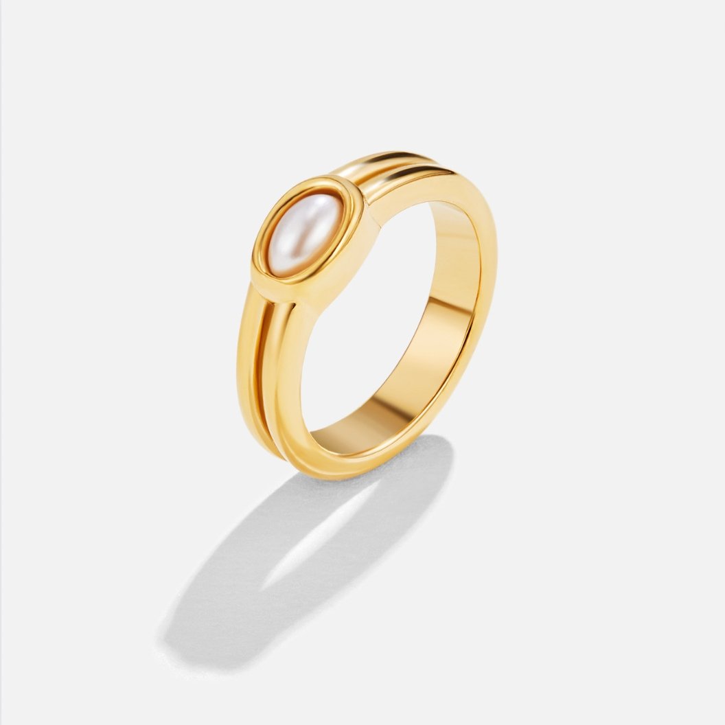 Chunky Perlen 18K Goldring Alma