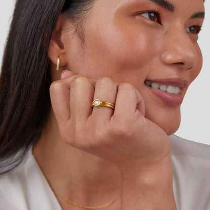 Chunky Perlen 18K Goldring Alma